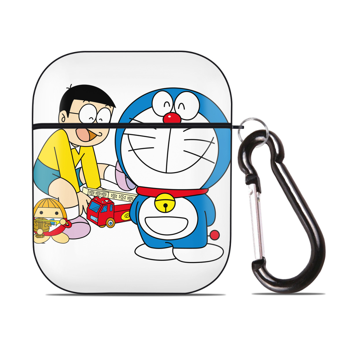 （画像用） ドラえもん Doraemon AirPods 第2世代保護ケース ハードシェル ブラック 耐衝撃・防指紋・カラビナ付き