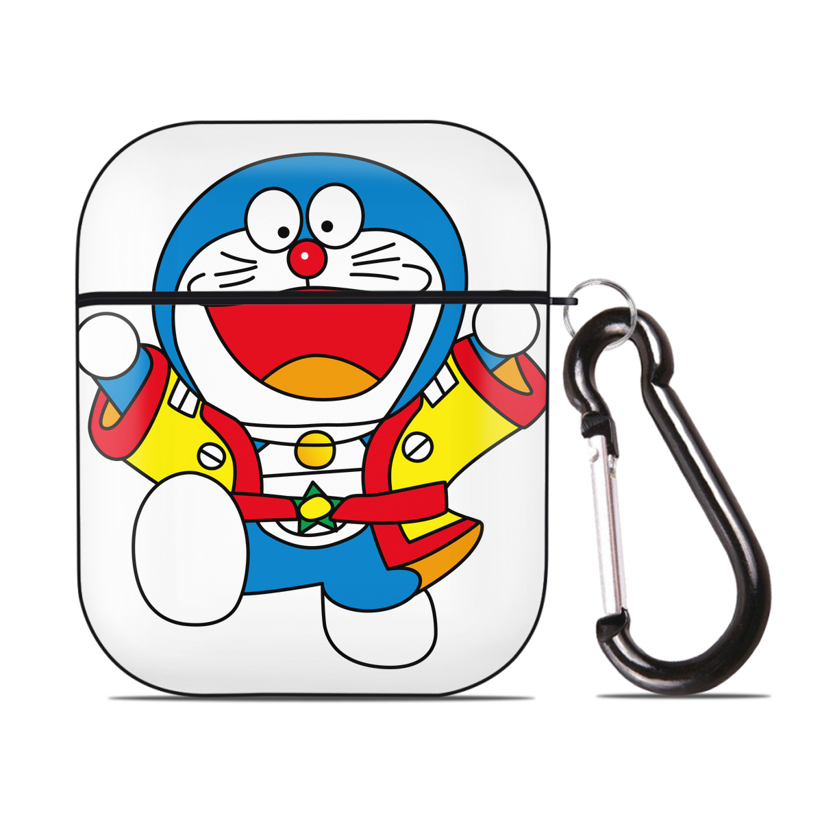 （画像用） ドラえもん Doraemon AirPods 第2世代保護ケース ハードシェル ブラック 耐衝撃・防指紋・カラビナ付き