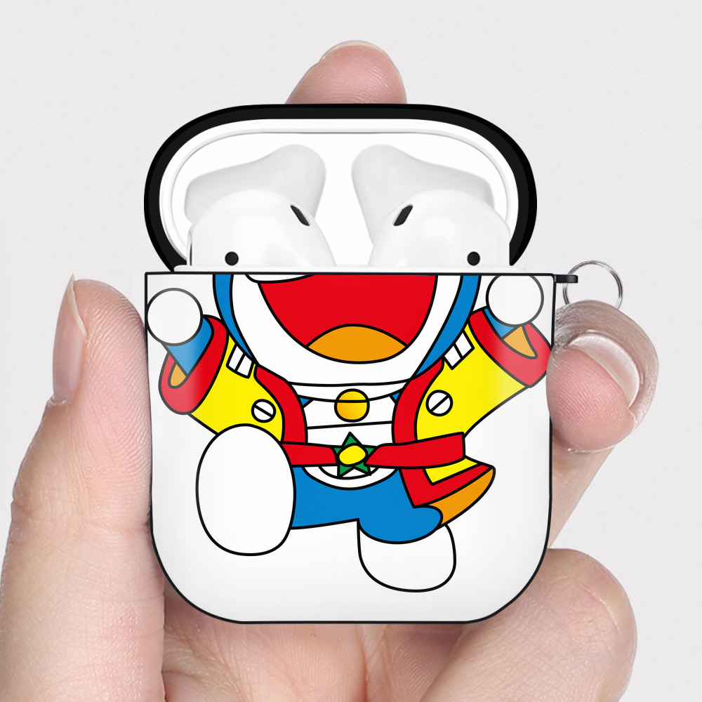 （画像用） ドラえもん Doraemon AirPods 第2世代保護ケース ハードシェル ブラック 耐衝撃・防指紋・カラビナ付き