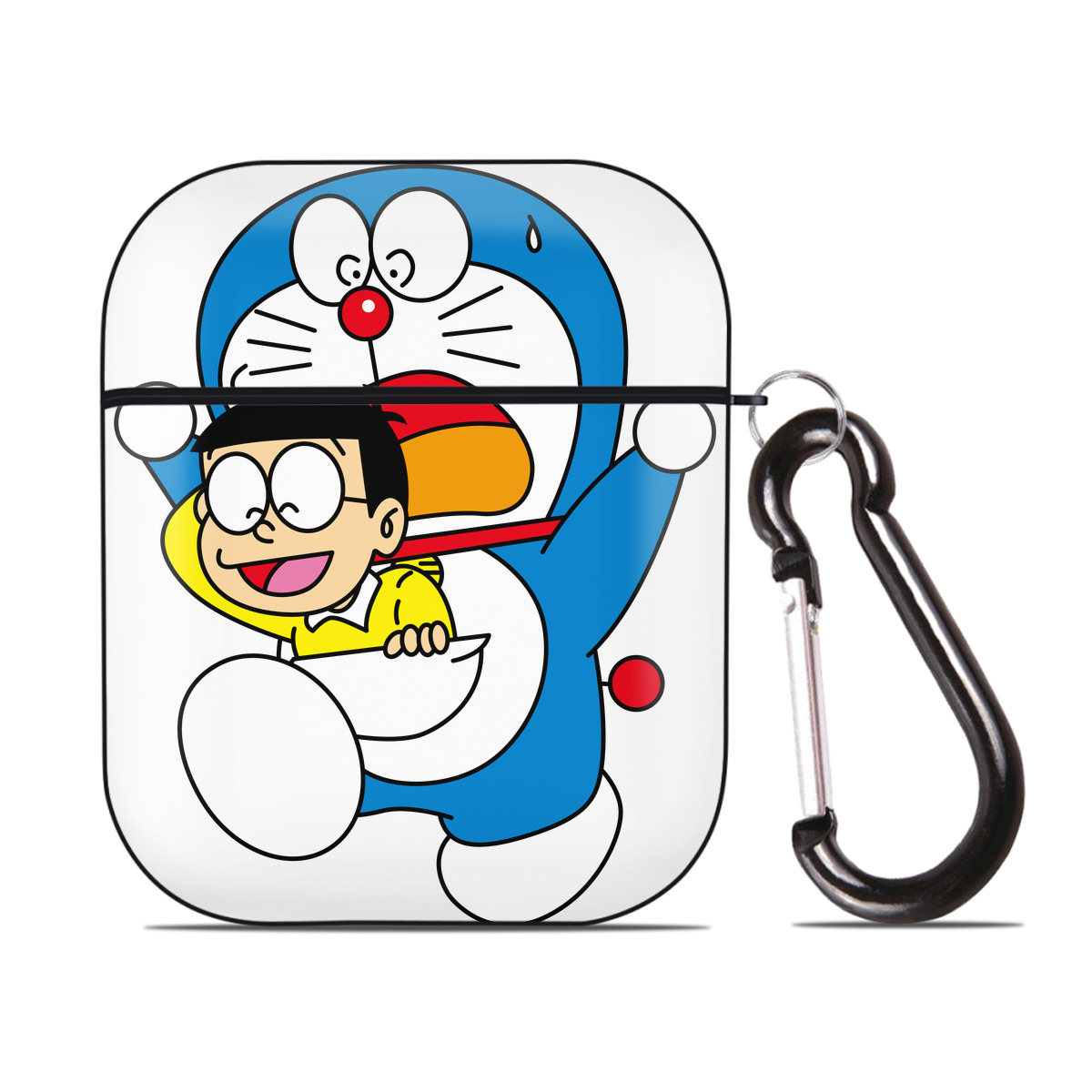 （画像用） ドラえもん Doraemon AirPods 第2世代保護ケース ハードシェル ブラック 耐衝撃・防指紋・カラビナ付き