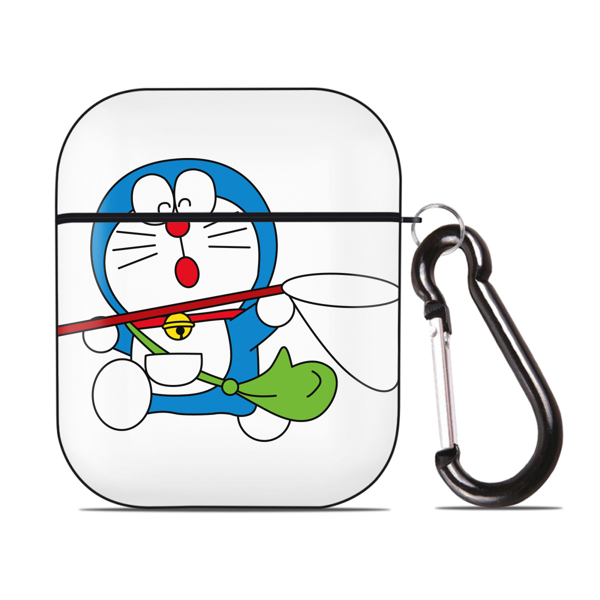（画像用） ドラえもん Doraemon AirPods 第2世代保護ケース ハードシェル ブラック 耐衝撃・防指紋・カラビナ付き