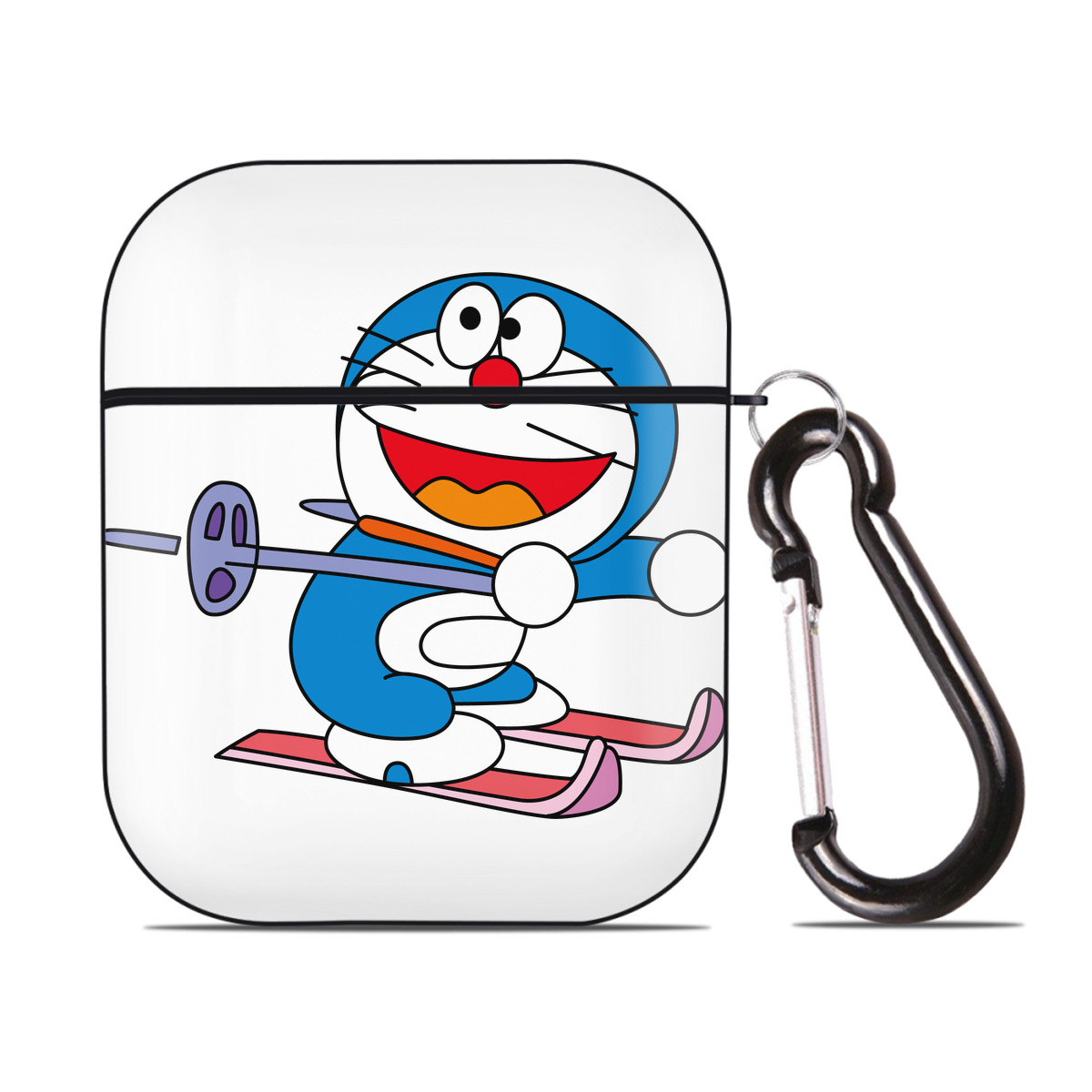 （画像用） ドラえもん Doraemon AirPods 第2世代保護ケース ハードシェル ブラック 耐衝撃・防指紋・カラビナ付き