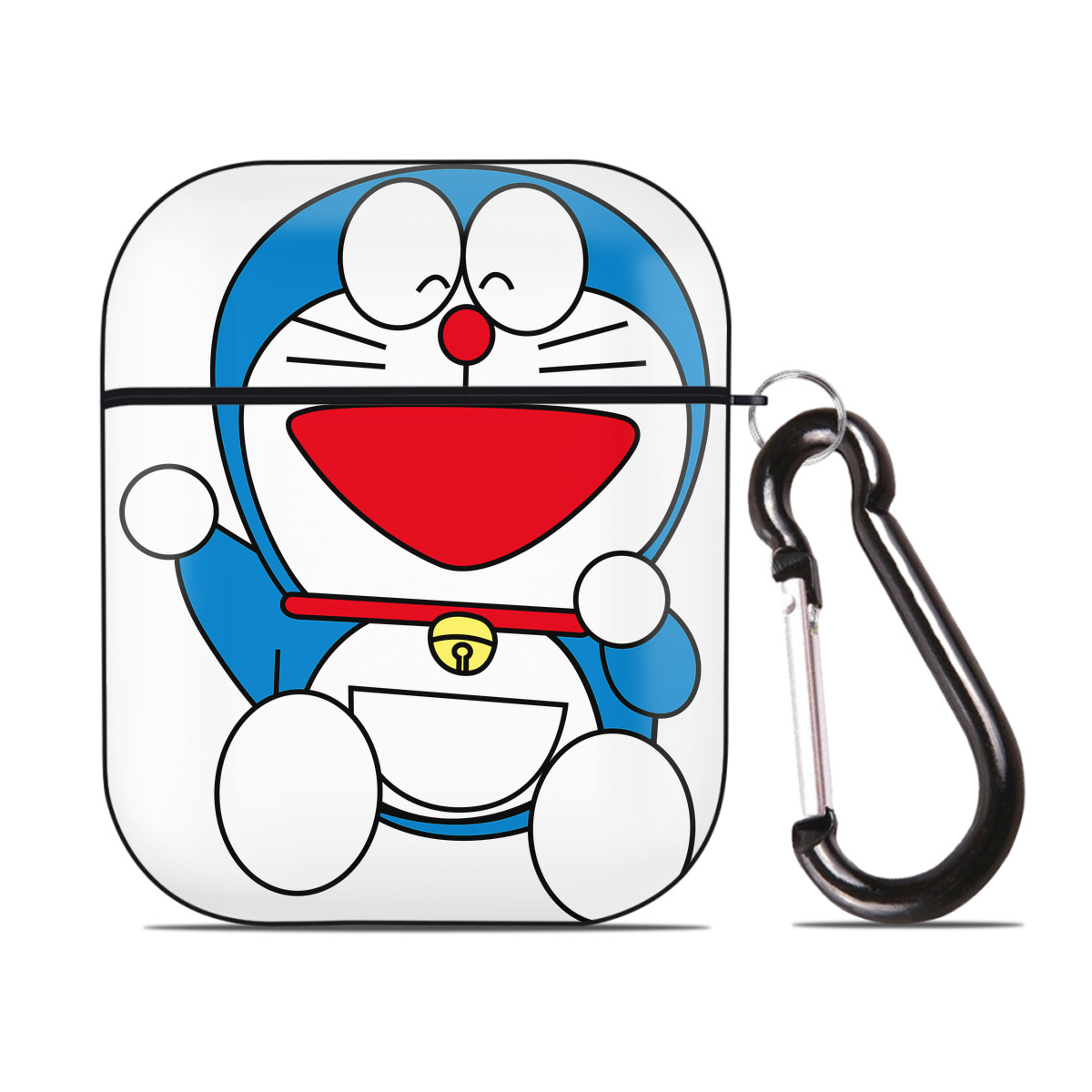 （画像用） ドラえもん Doraemon AirPods 第2世代保護ケース ハードシェル ブラック 耐衝撃・防指紋・カラビナ付き