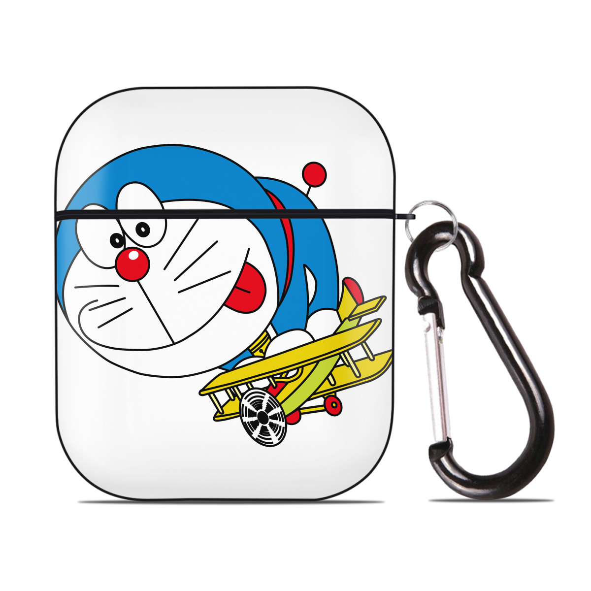 （画像用） ドラえもん Doraemon AirPods 第2世代保護ケース ハードシェル ブラック 耐衝撃・防指紋・カラビナ付き