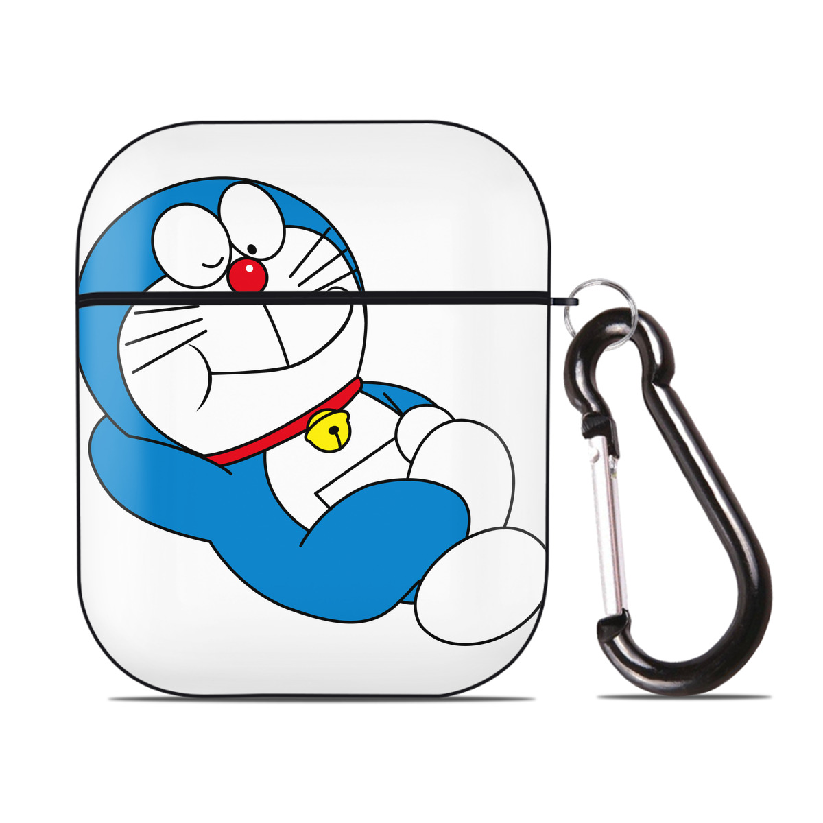 （画像用） ドラえもん Doraemon AirPods 第2世代保護ケース ハードシェル ブラック 耐衝撃・防指紋・カラビナ付き