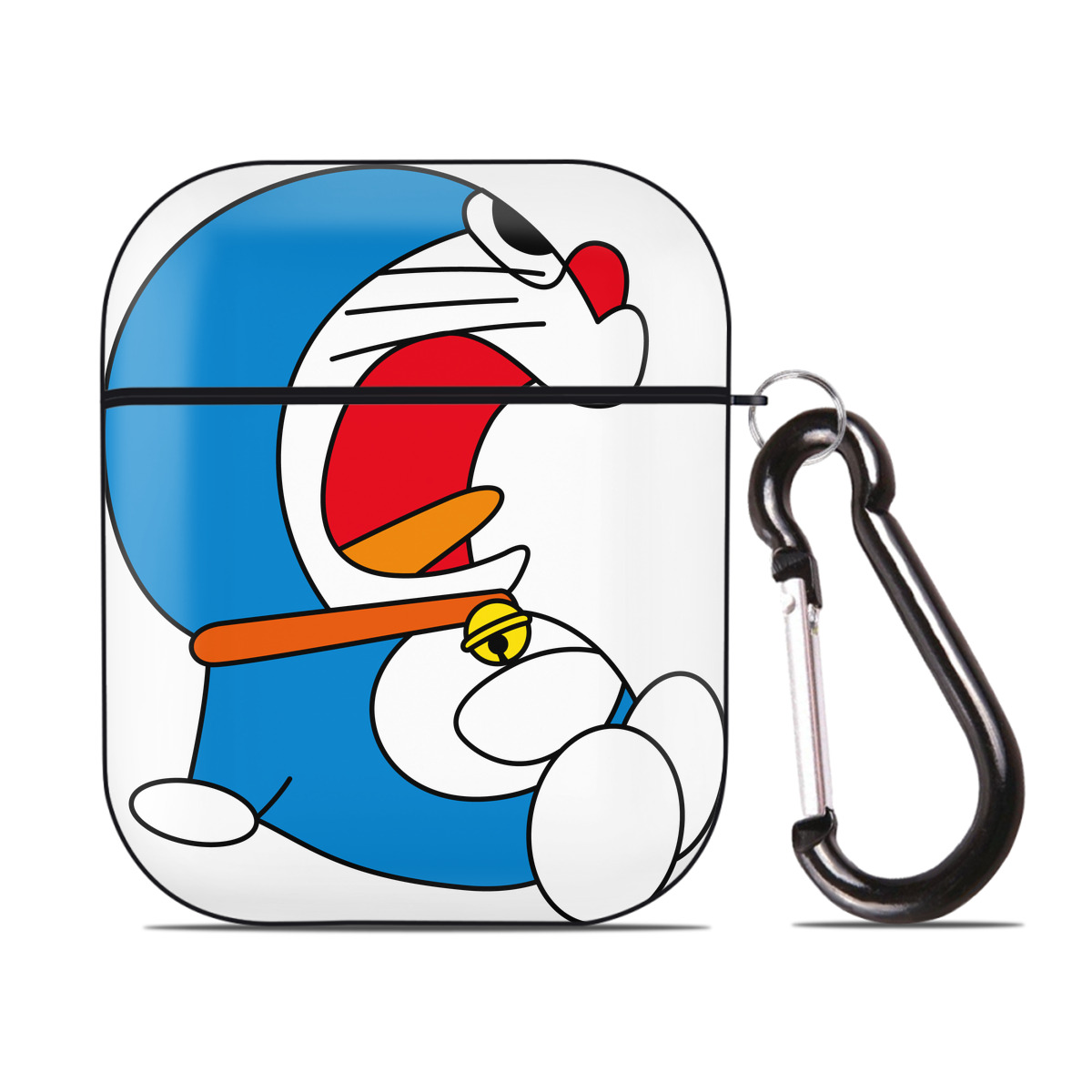 （画像用） ドラえもん Doraemon AirPods 第2世代保護ケース ハードシェル ブラック 耐衝撃・防指紋・カラビナ付き