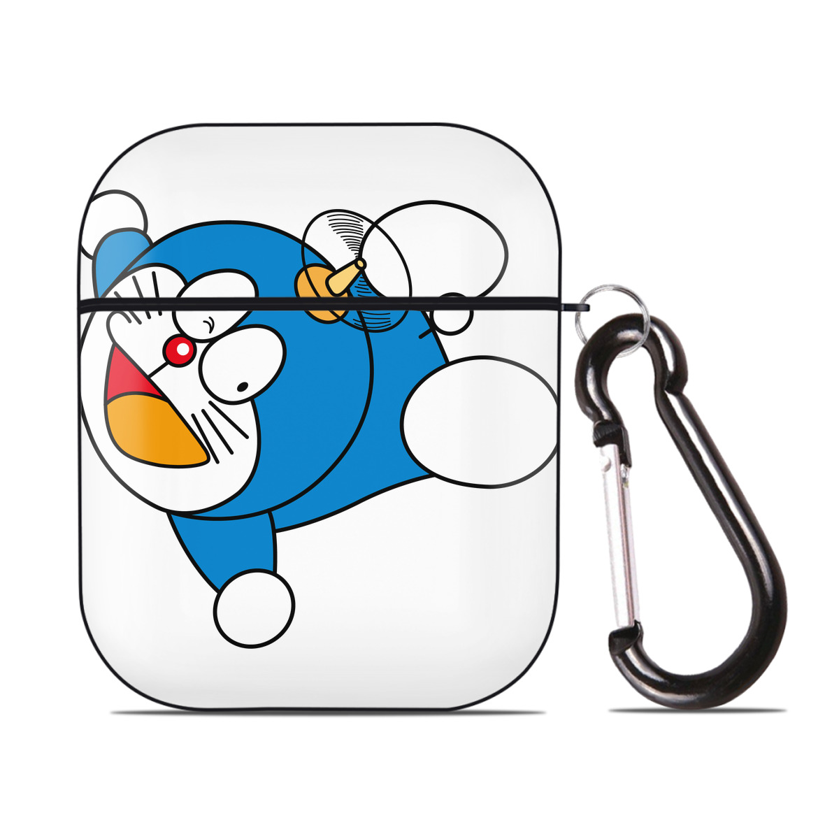 （画像用） ドラえもん Doraemon AirPods 第2世代保護ケース ハードシェル ブラック 耐衝撃・防指紋・カラビナ付き