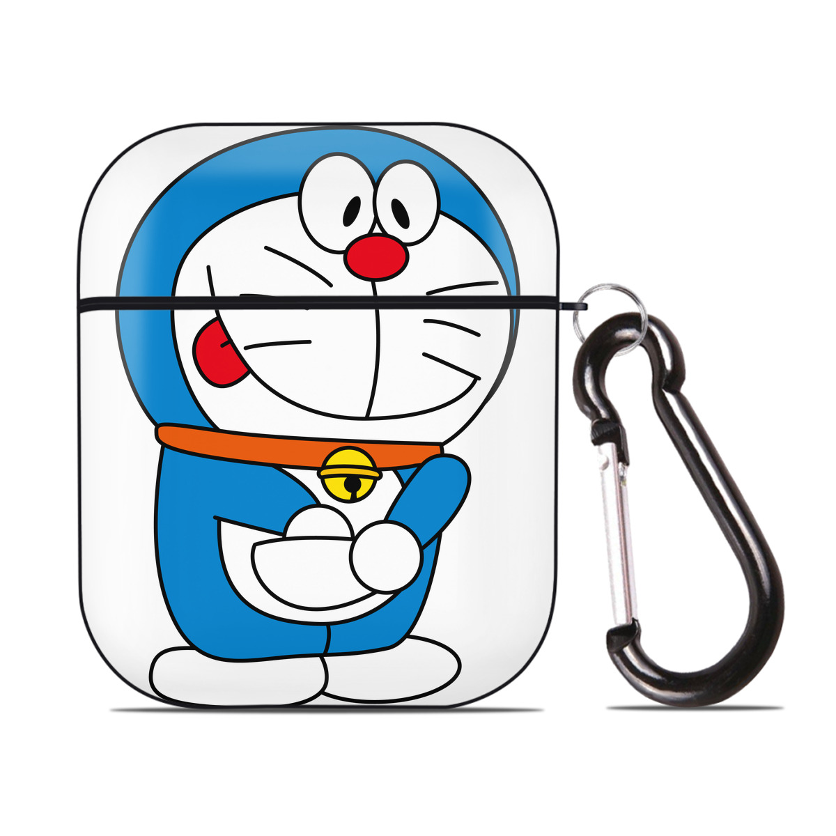 （画像用） ドラえもん Doraemon AirPods 第2世代保護ケース ハードシェル ブラック 耐衝撃・防指紋・カラビナ付き