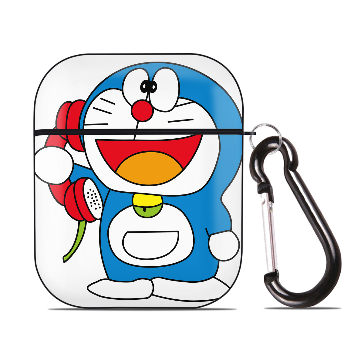 （画像用） ドラえもん Doraemon AirPods 第2世代保護ケース ハードシェル ブラック 耐衝撃・防指紋・カラビナ付き