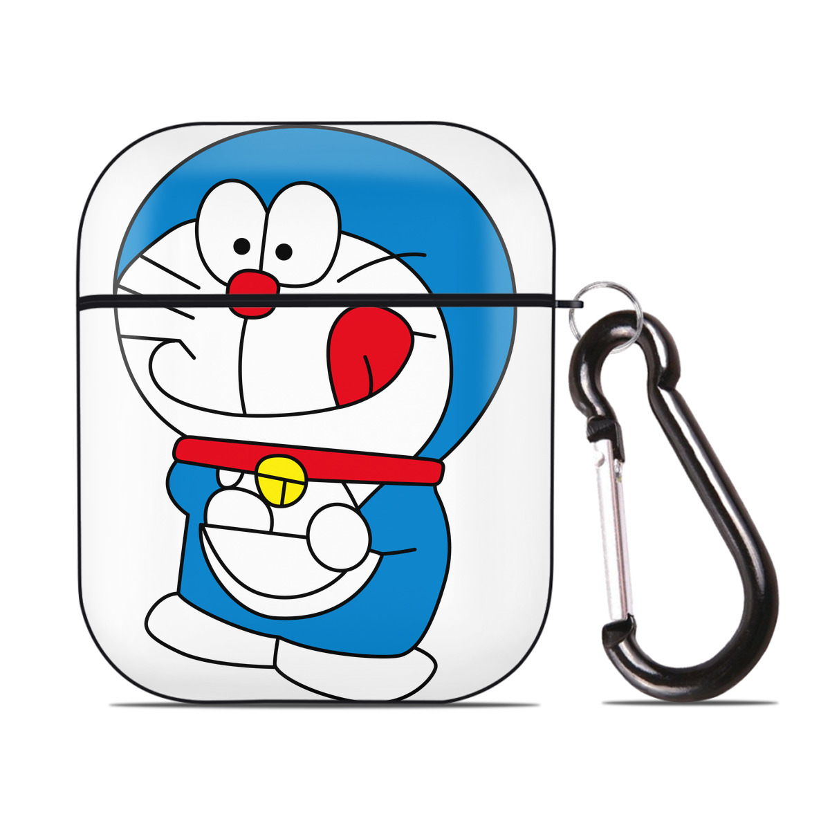 （画像用） ドラえもん Doraemon AirPods 第2世代保護ケース ハードシェル ブラック 耐衝撃・防指紋・カラビナ付き