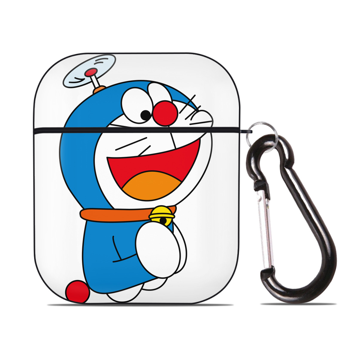 （画像用） ドラえもん Doraemon AirPods 第2世代保護ケース ハードシェル ブラック 耐衝撃・防指紋・カラビナ付き
