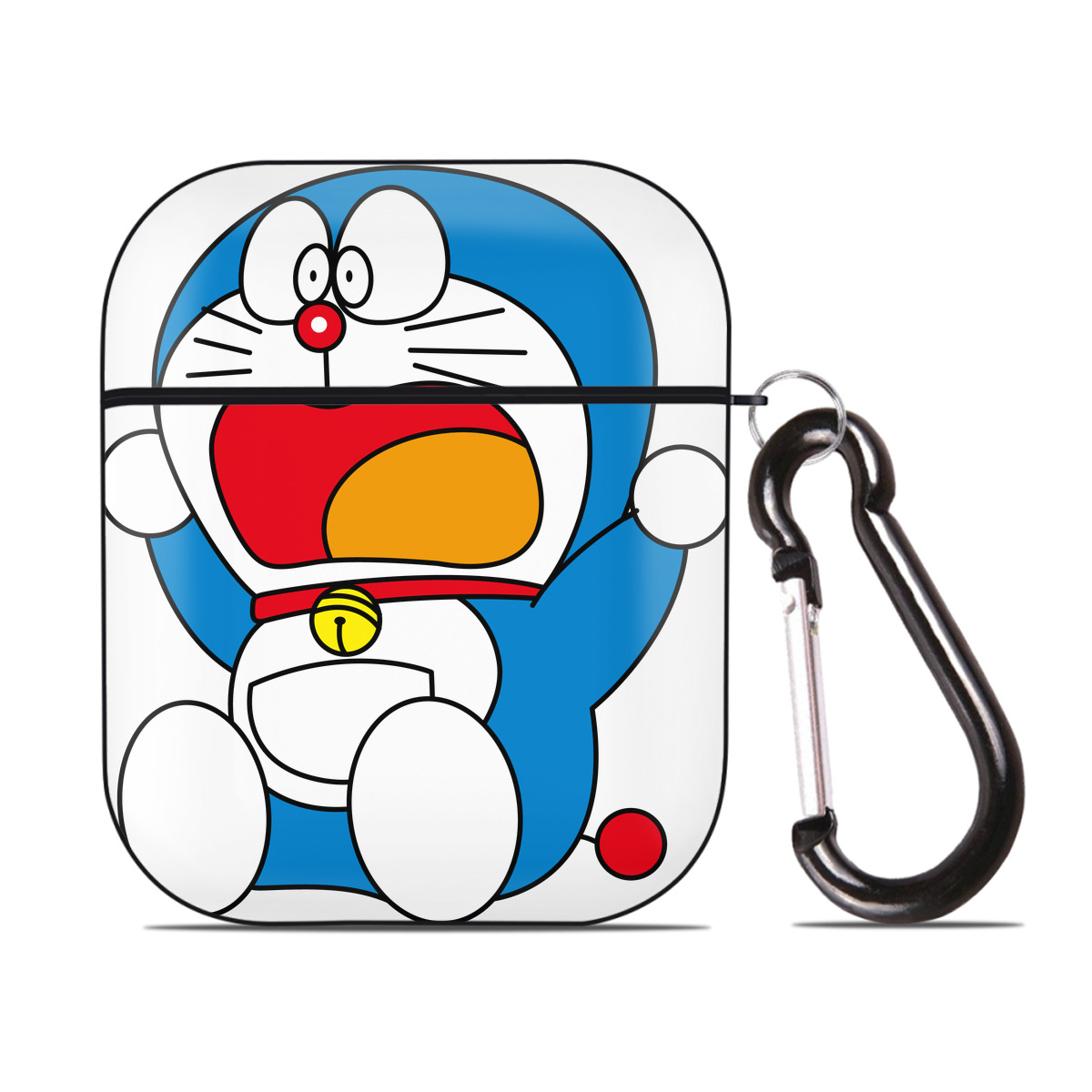 （画像用） ドラえもん Doraemon AirPods 第2世代保護ケース ハードシェル ブラック 耐衝撃・防指紋・カラビナ付き