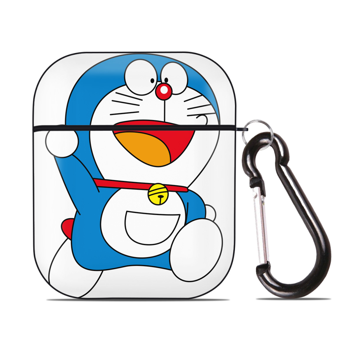 （画像用） ドラえもん Doraemon AirPods 第2世代保護ケース ハードシェル ブラック 耐衝撃・防指紋・カラビナ付き