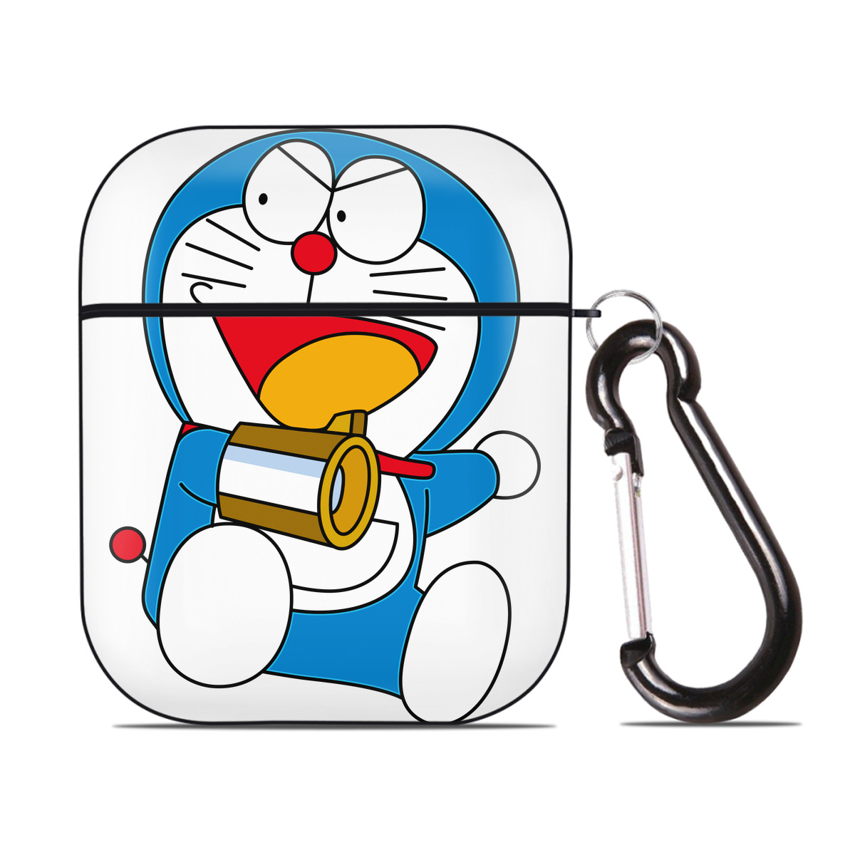 （画像用） ドラえもん Doraemon AirPods 第2世代保護ケース ハードシェル ブラック 耐衝撃・防指紋・カラビナ付き