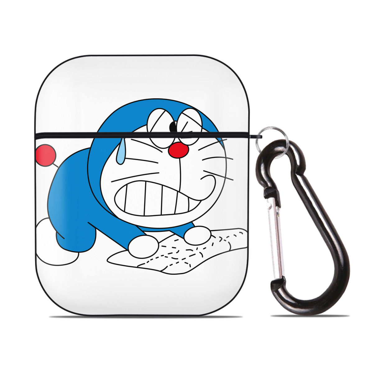 （画像用） ドラえもん Doraemon AirPods 第2世代保護ケース ハードシェル ブラック 耐衝撃・防指紋・カラビナ付き