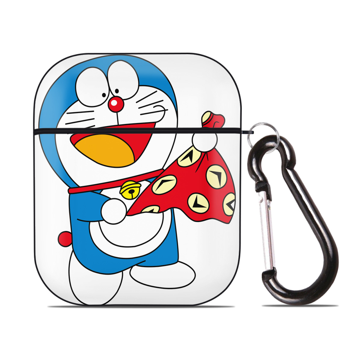 （画像用） ドラえもん Doraemon AirPods 第2世代保護ケース ハードシェル ブラック 耐衝撃・防指紋・カラビナ付き