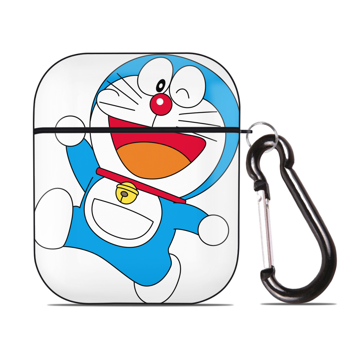 （画像用） ドラえもん Doraemon AirPods 第2世代保護ケース ハードシェル ブラック 耐衝撃・防指紋・カラビナ付き