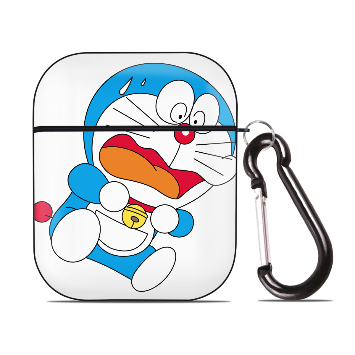 （画像用） ドラえもん Doraemon AirPods 第2世代保護ケース ハードシェル ブラック 耐衝撃・防指紋・カラビナ付き