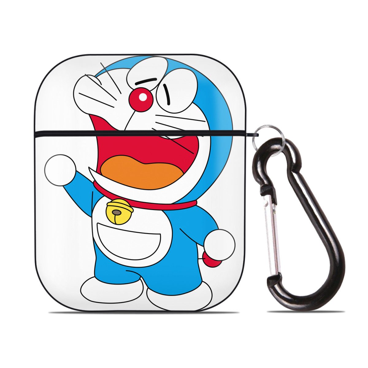 （画像用） ドラえもん Doraemon AirPods 第2世代保護ケース ハードシェル ブラック 耐衝撃・防指紋・カラビナ付き