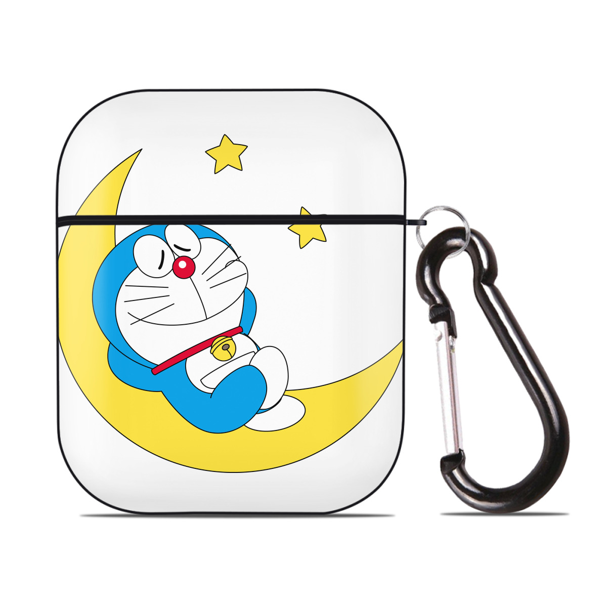 （画像用） ドラえもん Doraemon AirPods 第2世代保護ケース ハードシェル ブラック 耐衝撃・防指紋・カラビナ付き