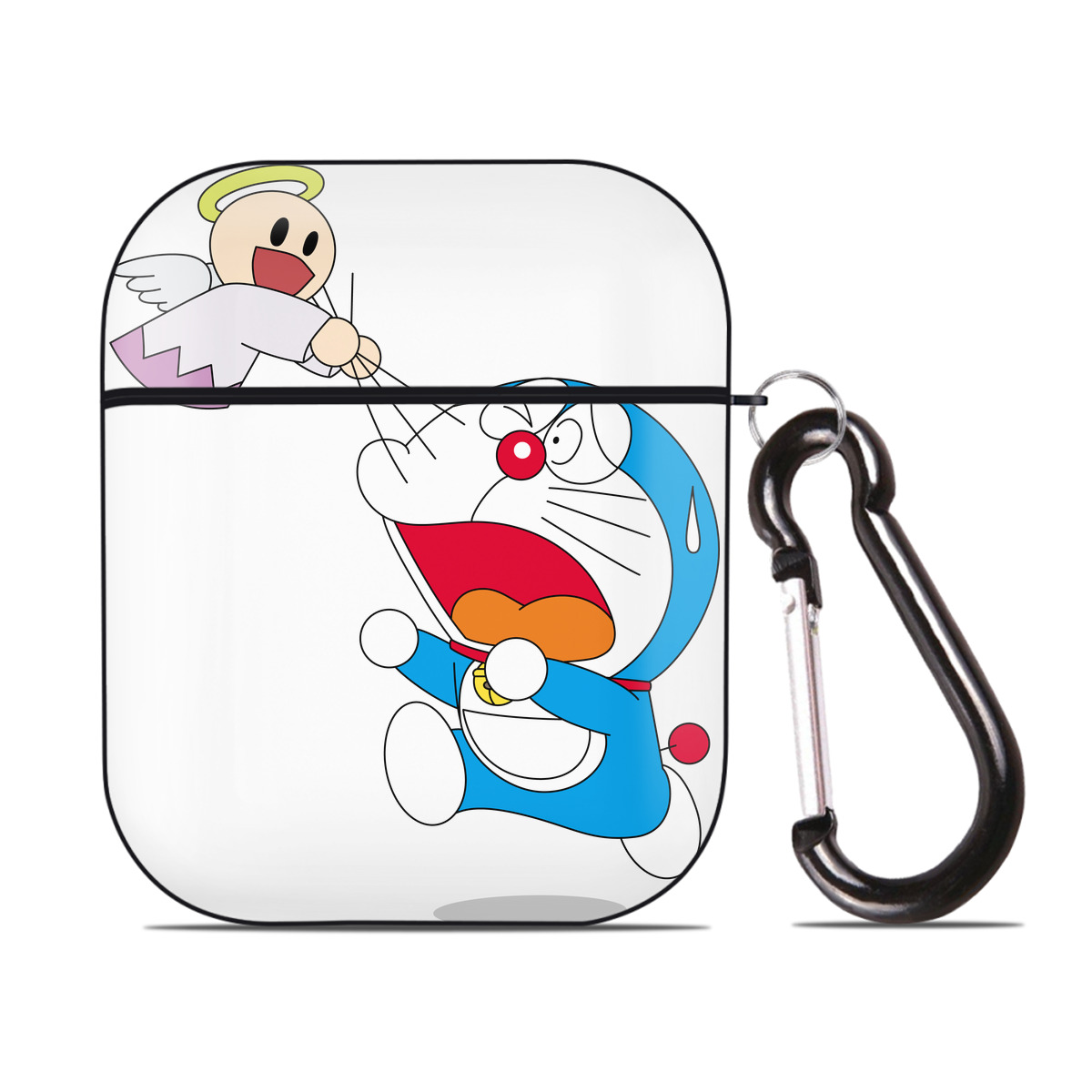 （画像用） ドラえもん Doraemon AirPods 第2世代保護ケース ハードシェル ブラック 耐衝撃・防指紋・カラビナ付き