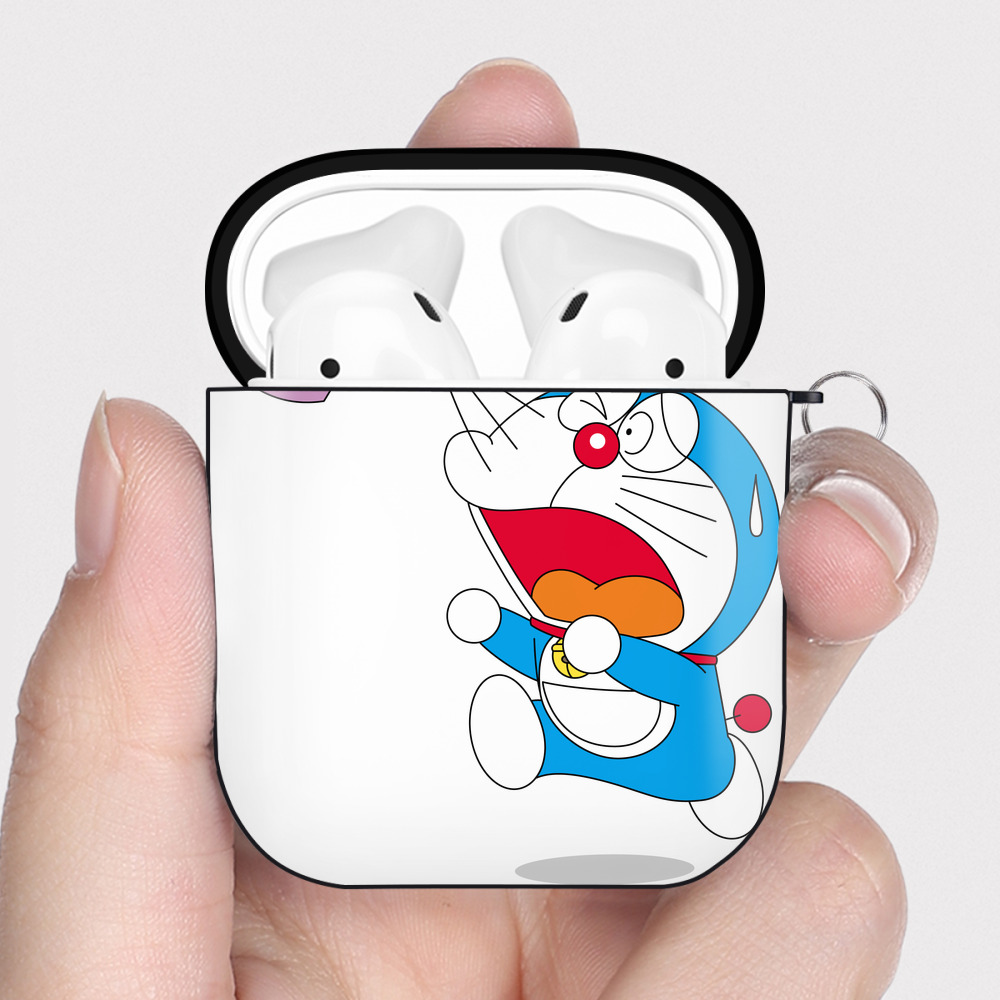（画像用） ドラえもん Doraemon AirPods 第2世代保護ケース ハードシェル ブラック 耐衝撃・防指紋・カラビナ付き