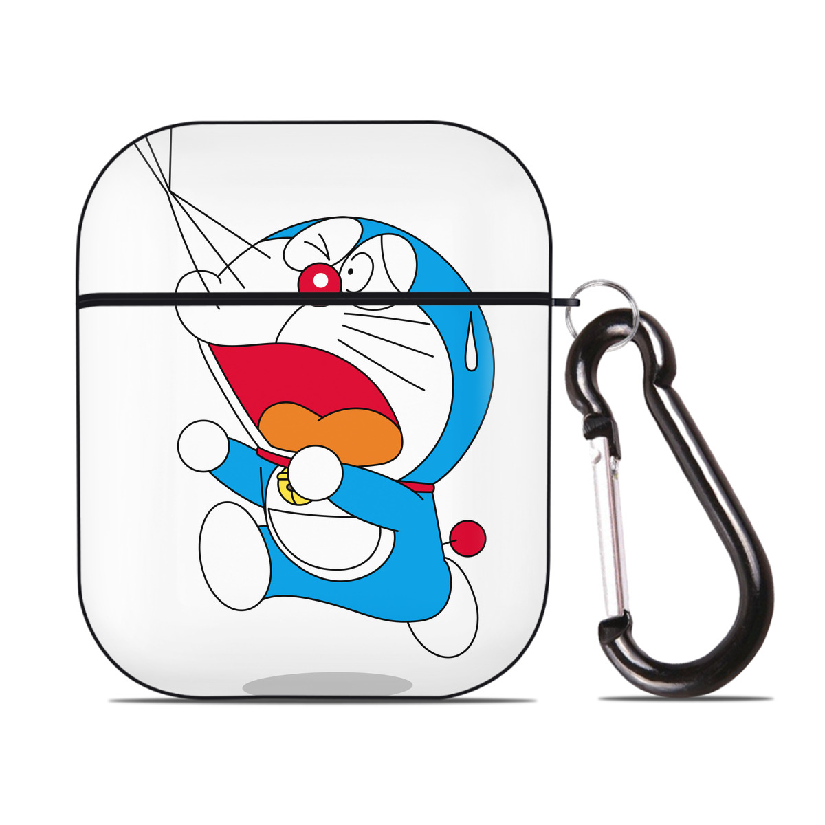 （画像用） ドラえもん Doraemon AirPods 第2世代保護ケース ハードシェル ブラック 耐衝撃・防指紋・カラビナ付き
