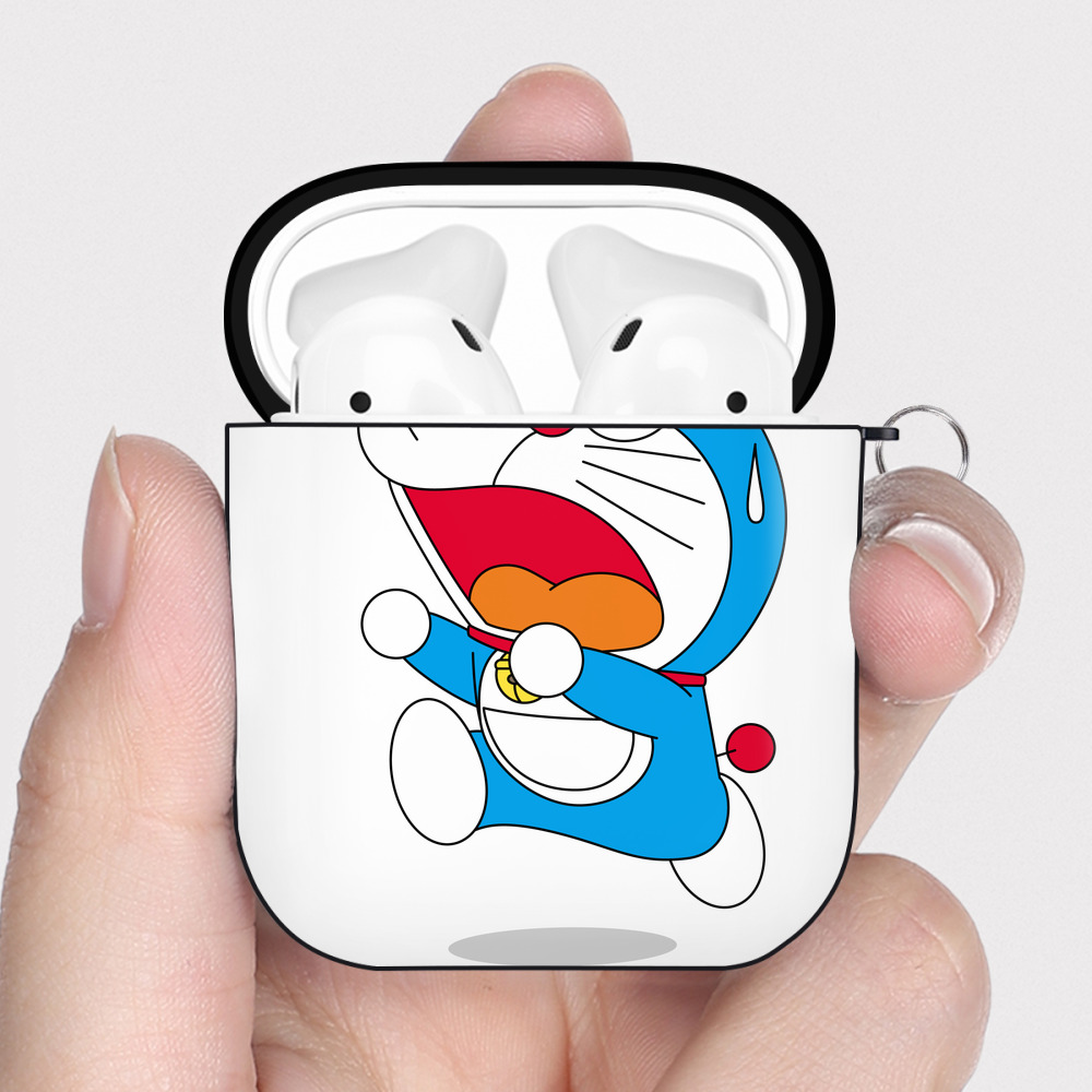（画像用） ドラえもん Doraemon AirPods 第2世代保護ケース ハードシェル ブラック 耐衝撃・防指紋・カラビナ付き