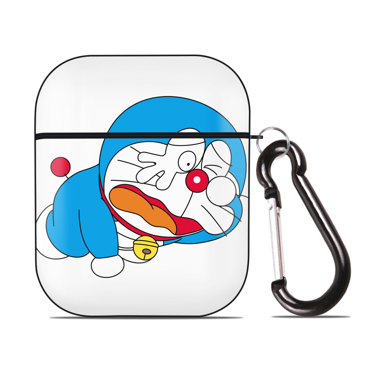（画像用） ドラえもん Doraemon AirPods 第2世代保護ケース ハードシェル ブラック 耐衝撃・防指紋・カラビナ付き
