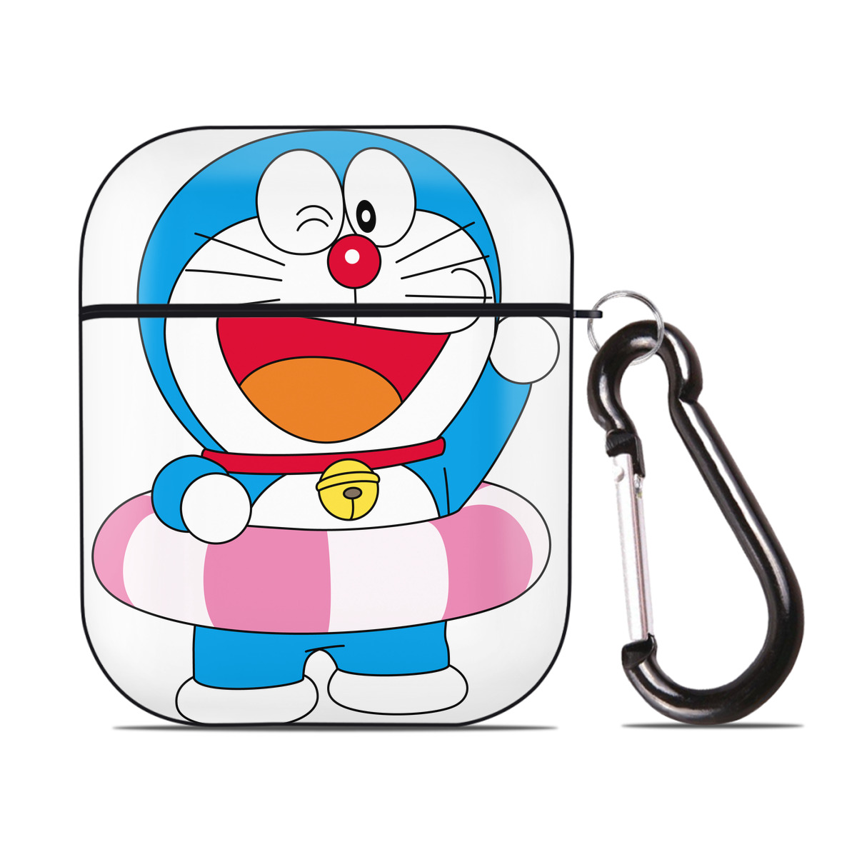 （画像用） ドラえもん Doraemon AirPods 第2世代保護ケース ハードシェル ブラック 耐衝撃・防指紋・カラビナ付き