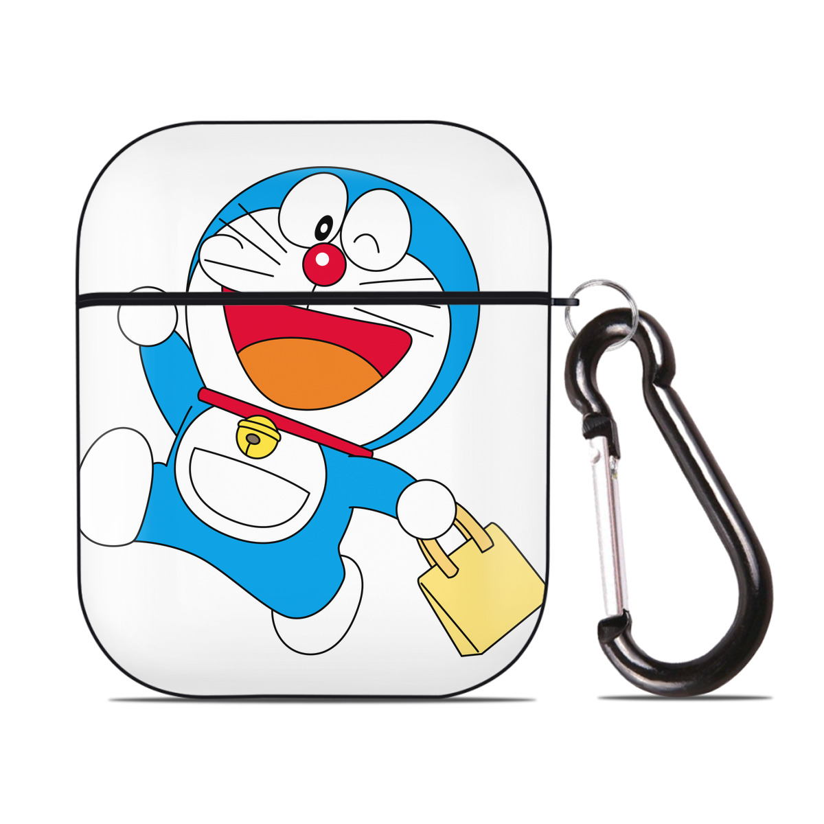 （画像用） ドラえもん Doraemon AirPods 第2世代保護ケース ハードシェル ブラック 耐衝撃・防指紋・カラビナ付き