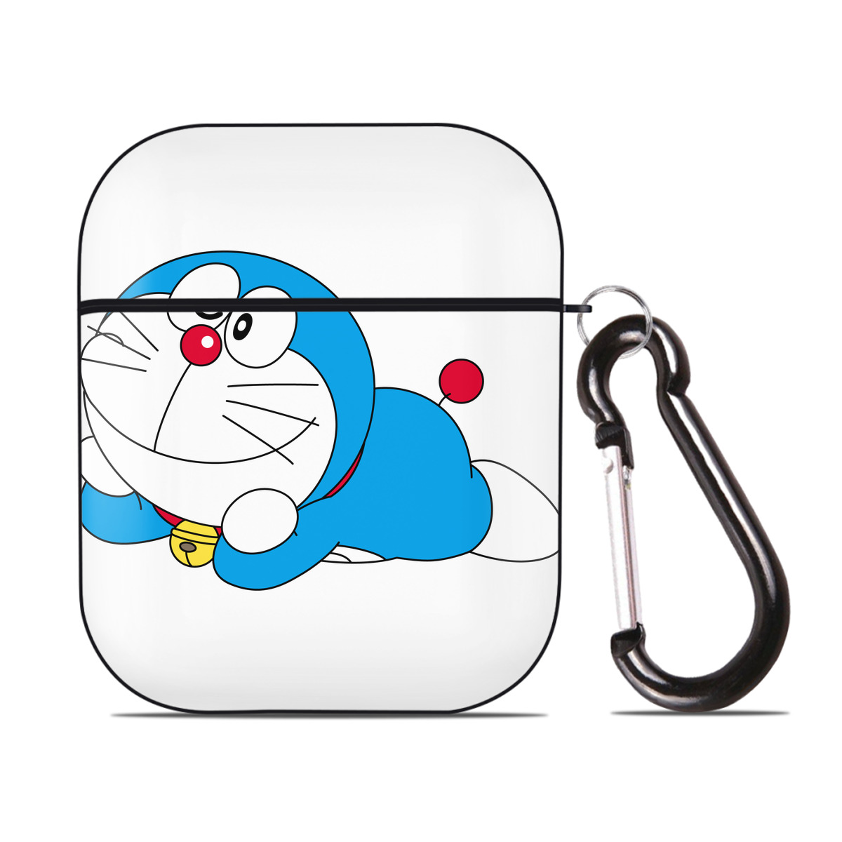 （画像用） ドラえもん Doraemon AirPods 第2世代保護ケース ハードシェル ブラック 耐衝撃・防指紋・カラビナ付き