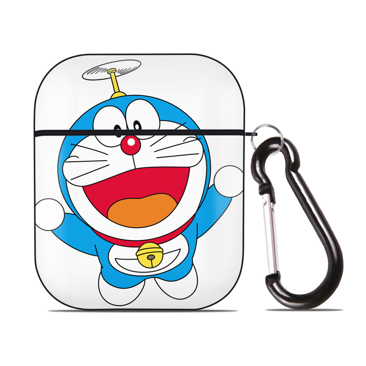 （画像用） ドラえもん Doraemon AirPods 第2世代保護ケース ハードシェル ブラック 耐衝撃・防指紋・カラビナ付き