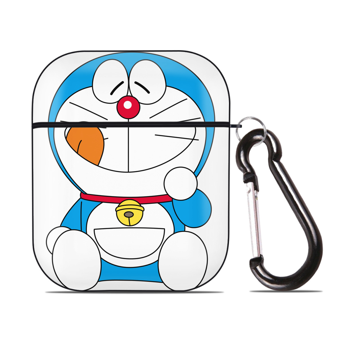 （画像用） ドラえもん Doraemon AirPods 第2世代保護ケース ハードシェル ブラック 耐衝撃・防指紋・カラビナ付き