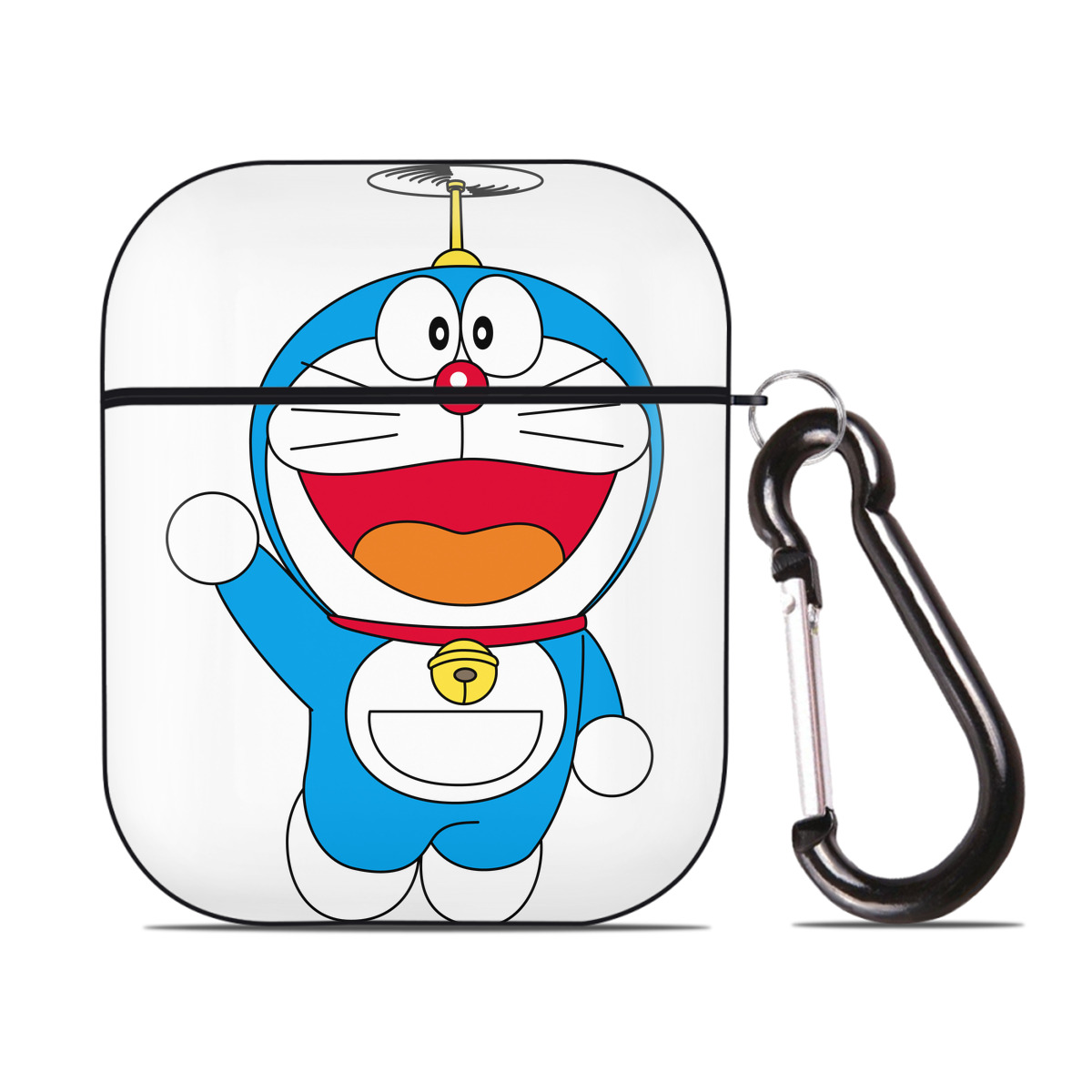 （画像用） ドラえもん Doraemon AirPods 第2世代保護ケース ハードシェル ブラック 耐衝撃・防指紋・カラビナ付き