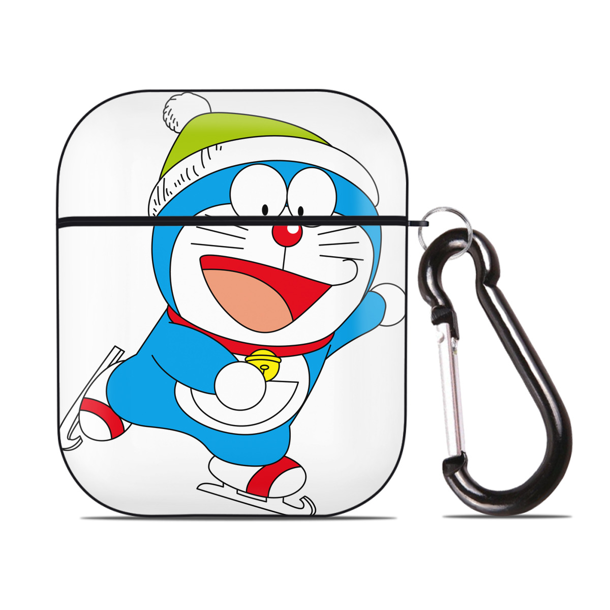 （画像用） ドラえもん Doraemon AirPods 第2世代保護ケース ハードシェル ブラック 耐衝撃・防指紋・カラビナ付き