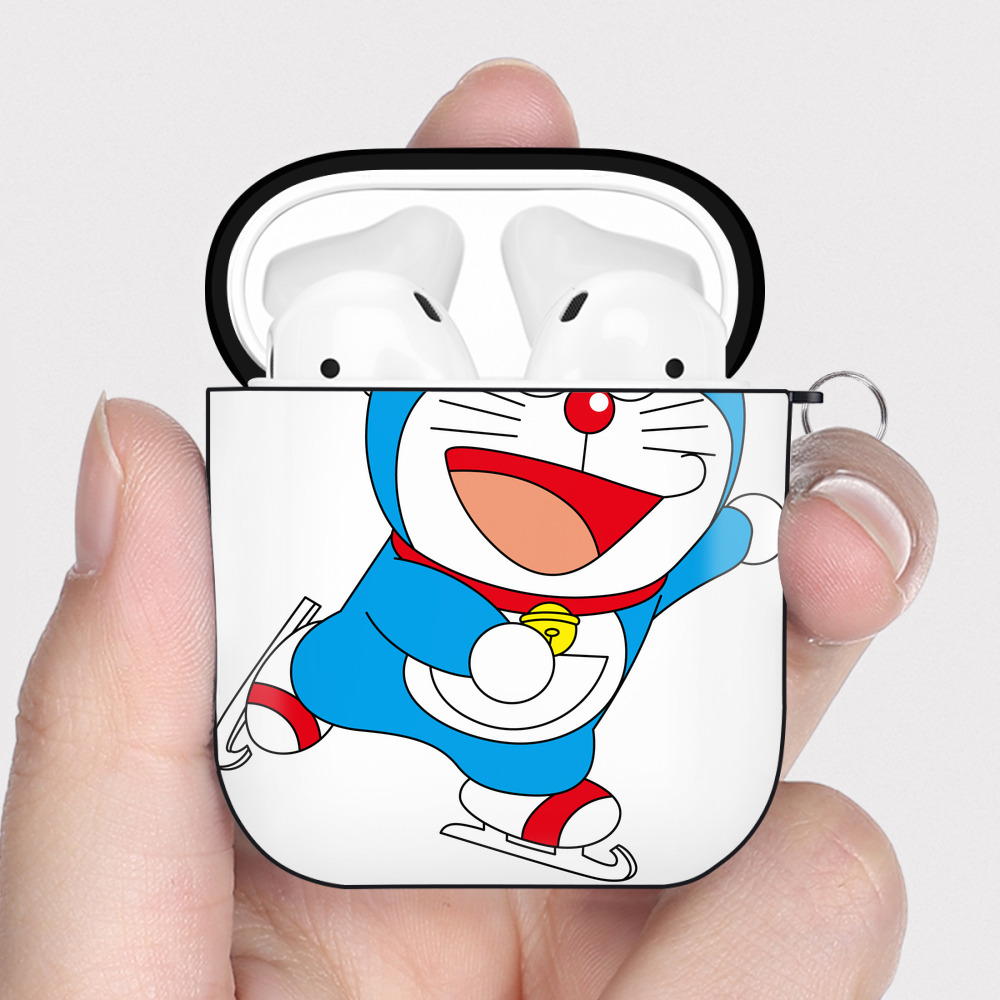 （画像用） ドラえもん Doraemon AirPods 第2世代保護ケース ハードシェル ブラック 耐衝撃・防指紋・カラビナ付き