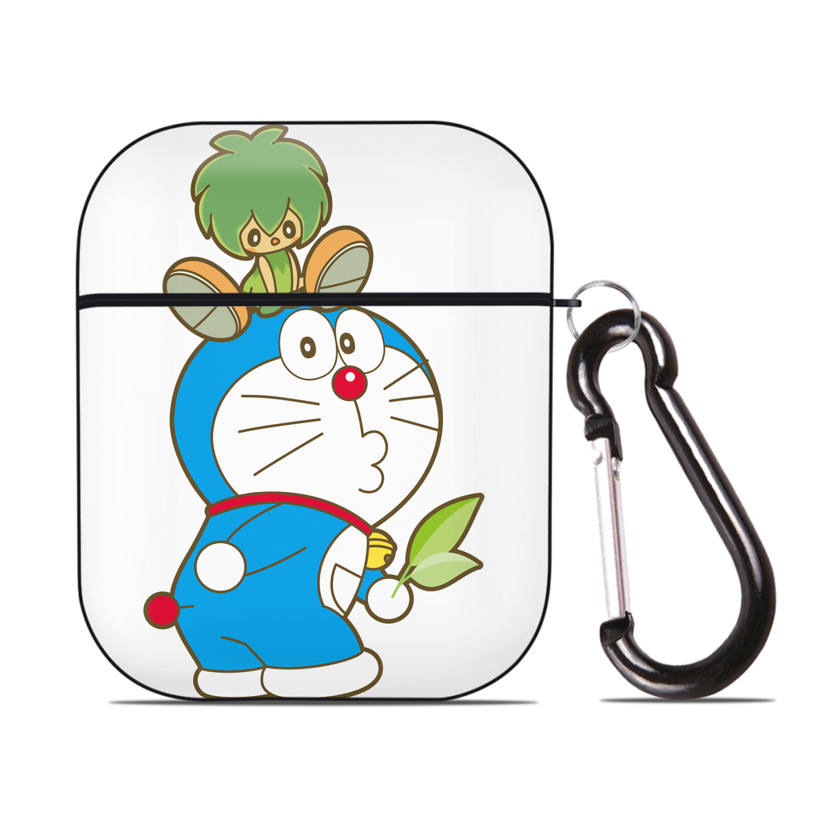 （画像用） ドラえもん Doraemon AirPods 第2世代保護ケース ハードシェル ブラック 耐衝撃・防指紋・カラビナ付き