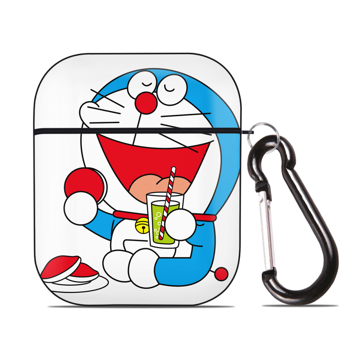 （画像用） ドラえもん Doraemon AirPods 第2世代保護ケース ハードシェル ブラック 耐衝撃・防指紋・カラビナ付き