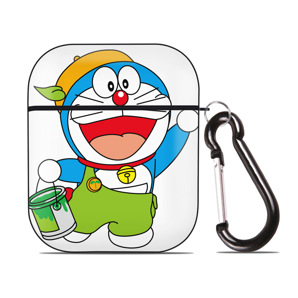 （画像用） ドラえもん Doraemon AirPods 第2世代保護ケース ハードシェル ブラック 耐衝撃・防指紋・カラビナ付き