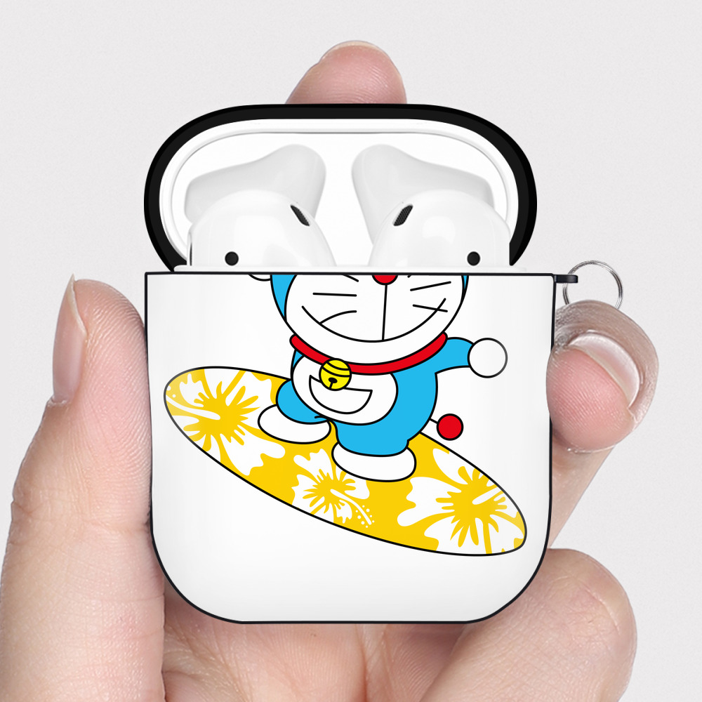 （画像用） ドラえもん Doraemon AirPods 第2世代保護ケース ハードシェル ブラック 耐衝撃・防指紋・カラビナ付き