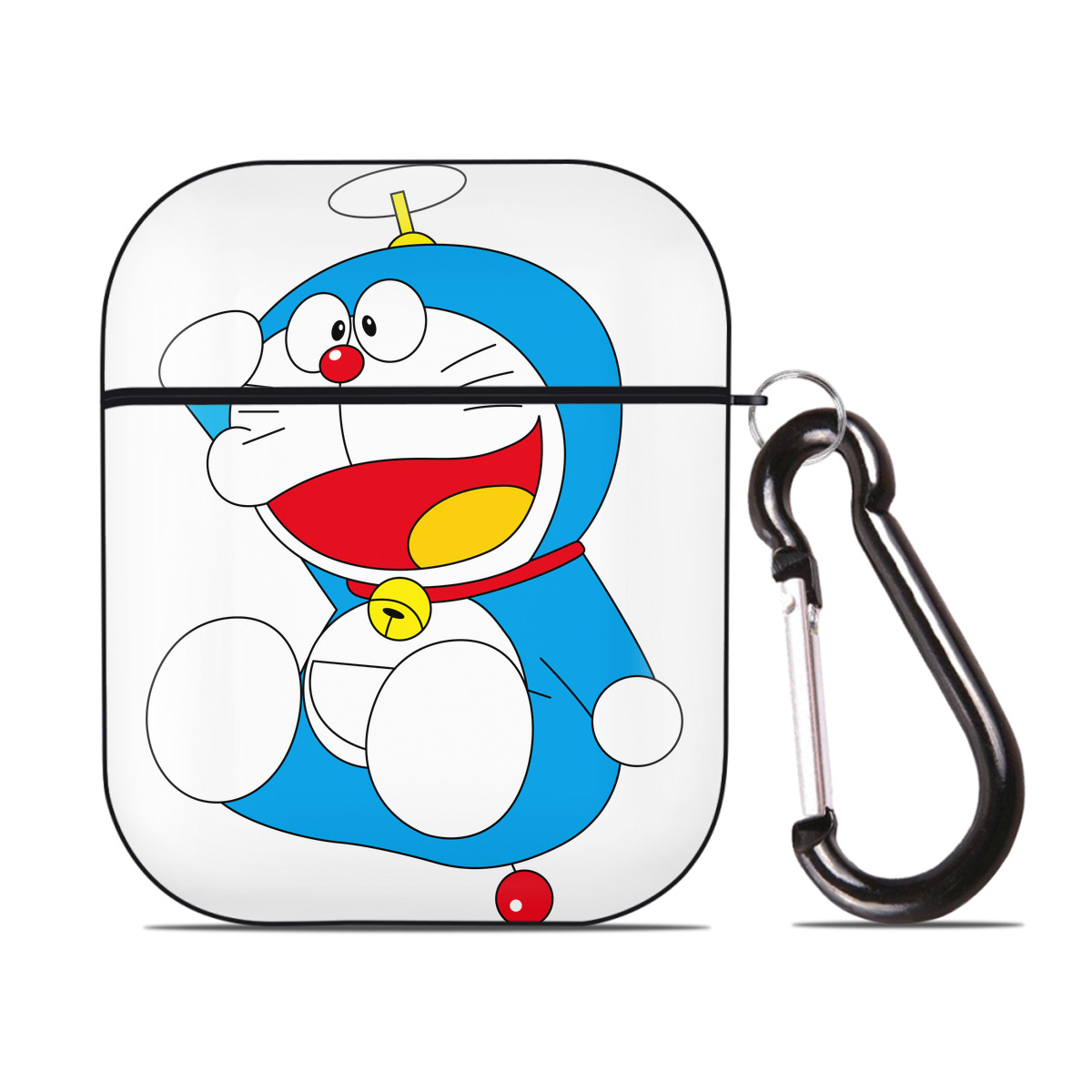 （画像用） ドラえもん Doraemon AirPods 第2世代保護ケース ハードシェル ブラック 耐衝撃・防指紋・カラビナ付き