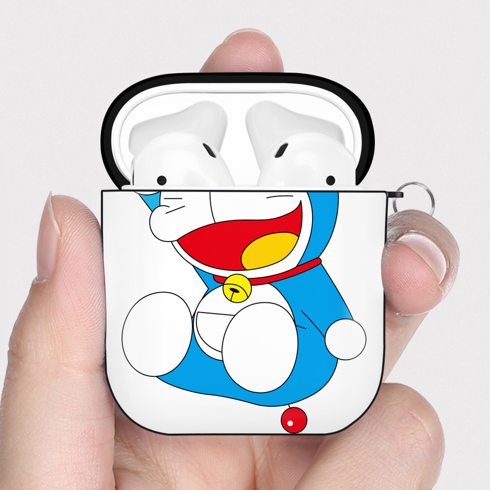 （画像用） ドラえもん Doraemon AirPods 第2世代保護ケース ハードシェル ブラック 耐衝撃・防指紋・カラビナ付き
