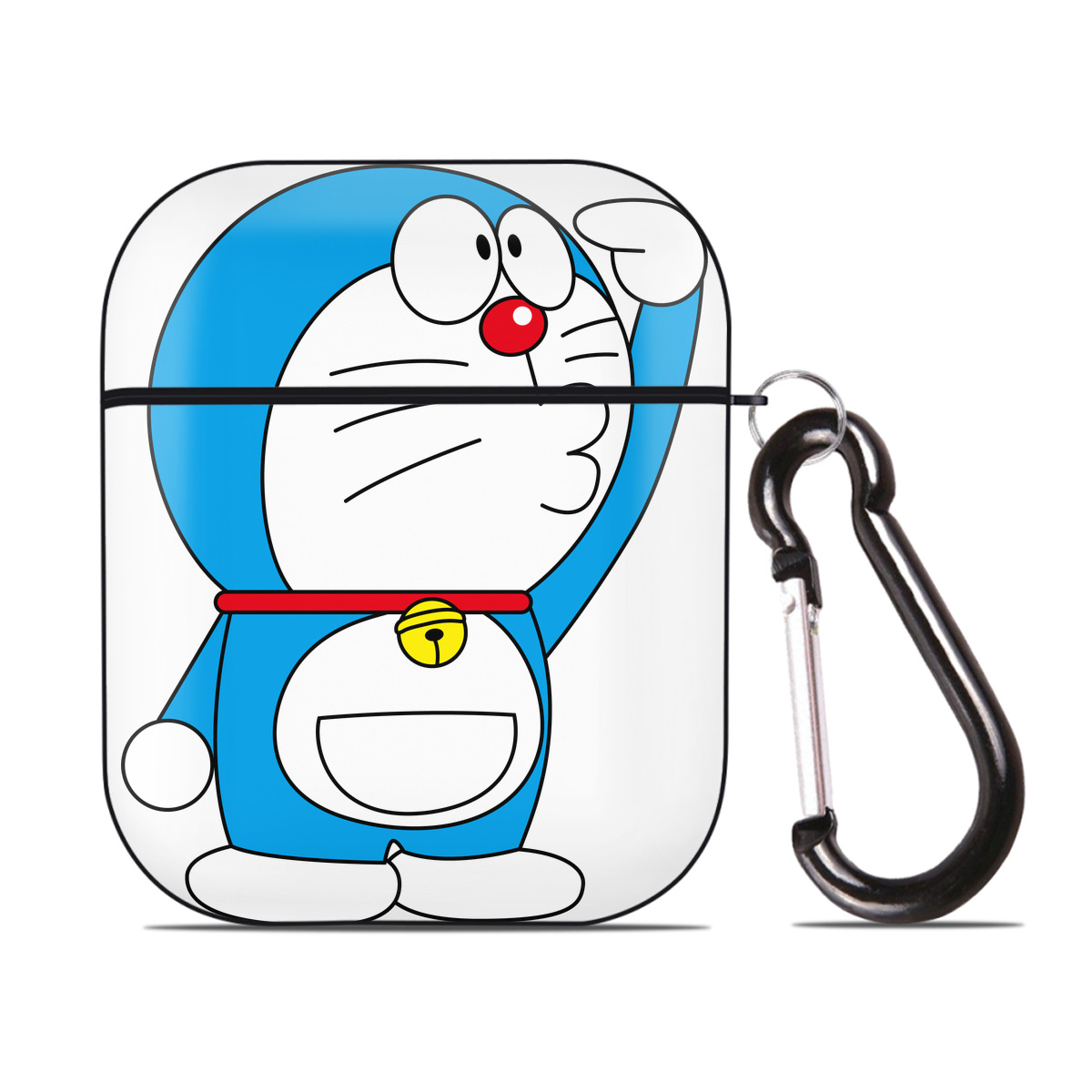 （画像用） ドラえもん Doraemon AirPods 第2世代保護ケース ハードシェル ブラック 耐衝撃・防指紋・カラビナ付き