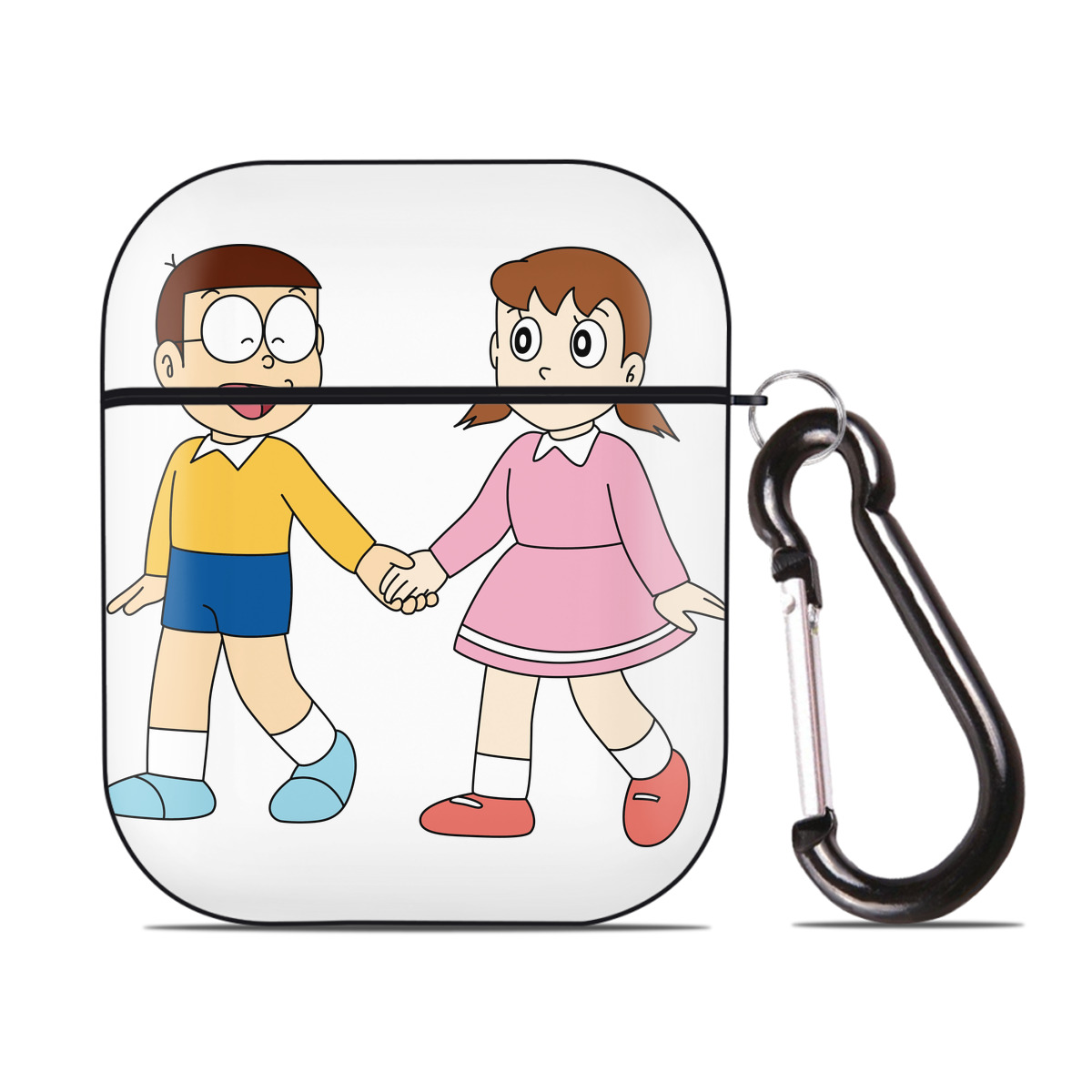 （画像用） ドラえもん 野比 のび太 Doraemon Nobita Nobi AirPods 第2世代保護ケース ハードシェル ブラック 耐衝撃・防指紋・カラビナ付き