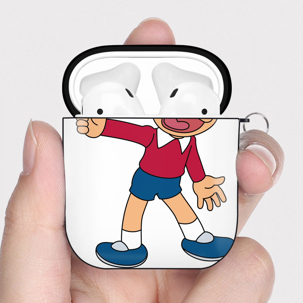 （画像用） ドラえもん 野比 のび太 Doraemon Nobita Nobi AirPods 第2世代保護ケース ハードシェル ブラック 耐衝撃・防指紋・カラビナ付き