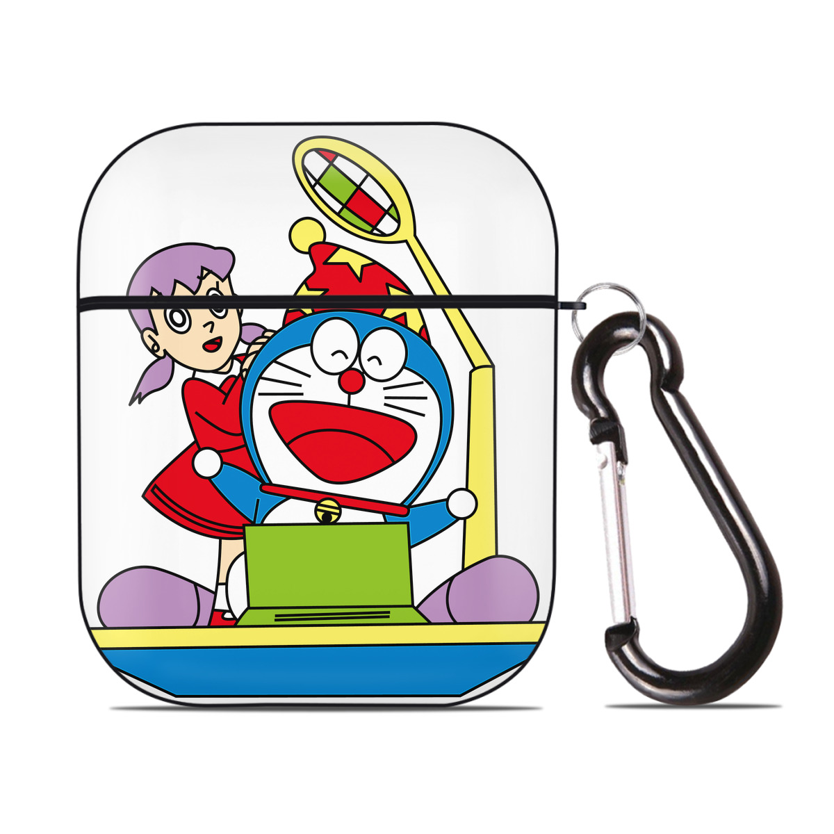 （画像用） ドラえもん みなもと しずか Doraemon Shizuka Minamoto AirPods 第2世代保護ケース ハードシェル ブラック 耐衝撃・防指紋・カラビナ付き