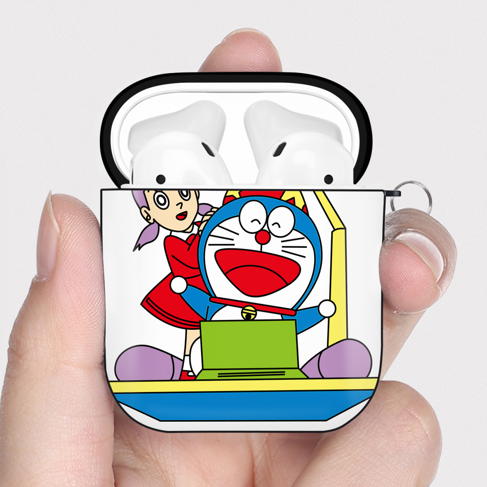 （画像用） ドラえもん みなもと しずか Doraemon Shizuka Minamoto AirPods 第2世代保護ケース ハードシェル ブラック 耐衝撃・防指紋・カラビナ付き