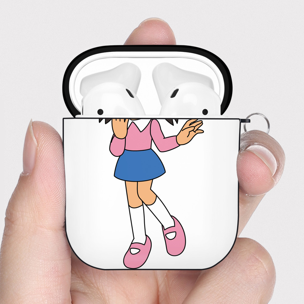 （画像用） ドラえもん みなもと しずか Doraemon Shizuka Minamoto AirPods 第2世代保護ケース ハードシェル ブラック 耐衝撃・防指紋・カラビナ付き