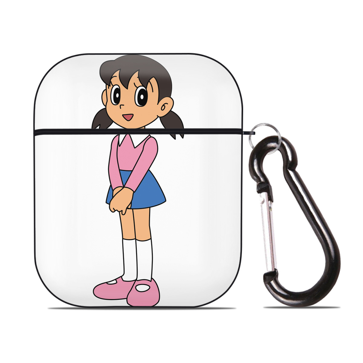 （画像用） ドラえもん みなもと しずか Doraemon Shizuka Minamoto AirPods 第2世代保護ケース ハードシェル ブラック 耐衝撃・防指紋・カラビナ付き
